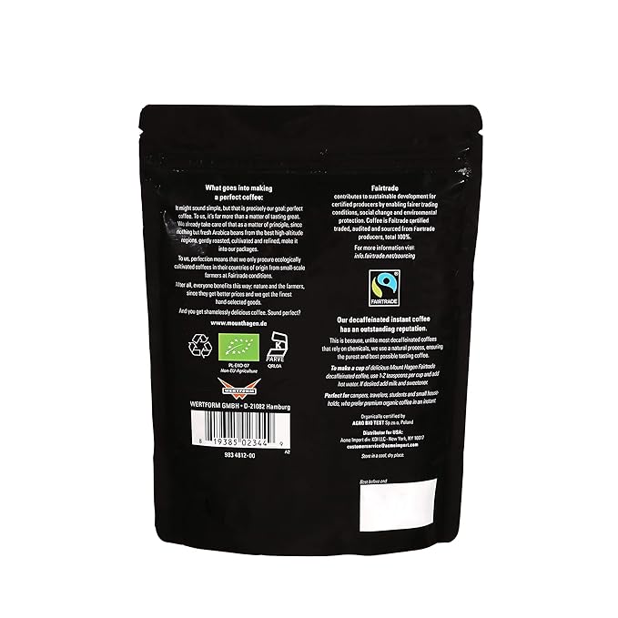 Mount Hagen 7.05oz Organic Freeze Dried Instant Decaf Coffee - 2 Pack | Organic Medium Roast