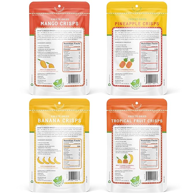 Nature's Turn Freeze-Dried Fruit Snacks, Mixed Tropical (Mango, Pineapple, Banana) Fruit Crisps