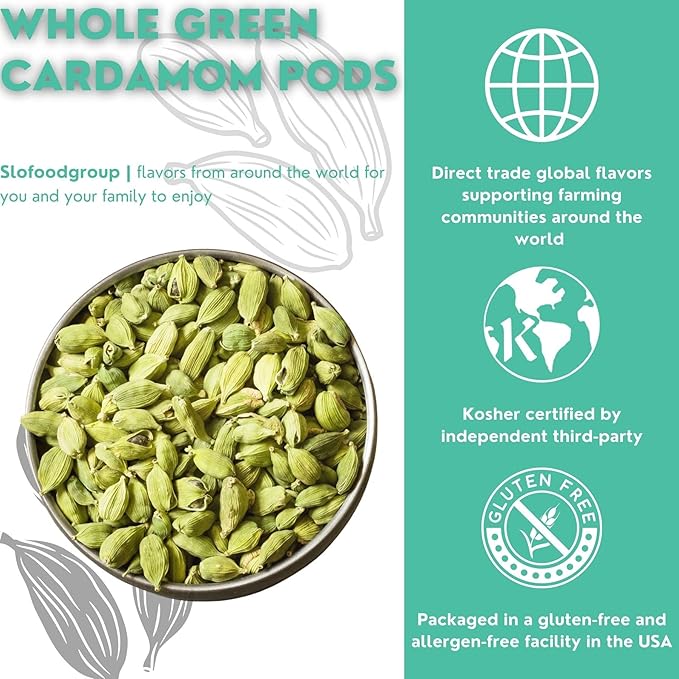 Slofoodgroup Green Cardamom Pods -Natural Cardamom Spice- 16 Oz.
