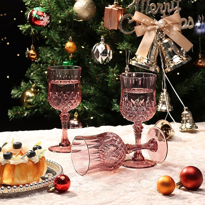 XUWAIDSGN 48 Pcs 7oz Plastic Vintage Wine Glasses Drinking Glasses Unbreakable Wedding Glassware