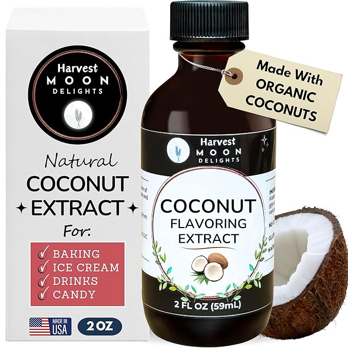 Natural Coconut Extract - 2 oz - Water-Soluble - By Harvest Moon Delights - Coconut Extract for