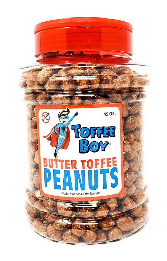 Toffee Boy's Butter Toffee Peanuts - 45 Oz Jar - Family Recipe, Fresh and Hand Cooked, Gluten Free
