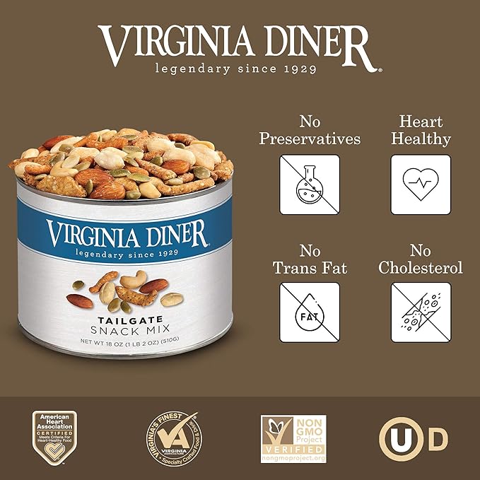 Virginia Diner Tailgate Snack Mix - Gourmet Snack Mix with Cashews, Sesame Sticks, Pepitas &