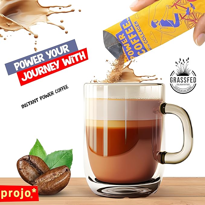 Projo* Power Coffee – Instant Coffee with 11g Protein – Grass-Fed Hydrolyzed Bovine Collagen &