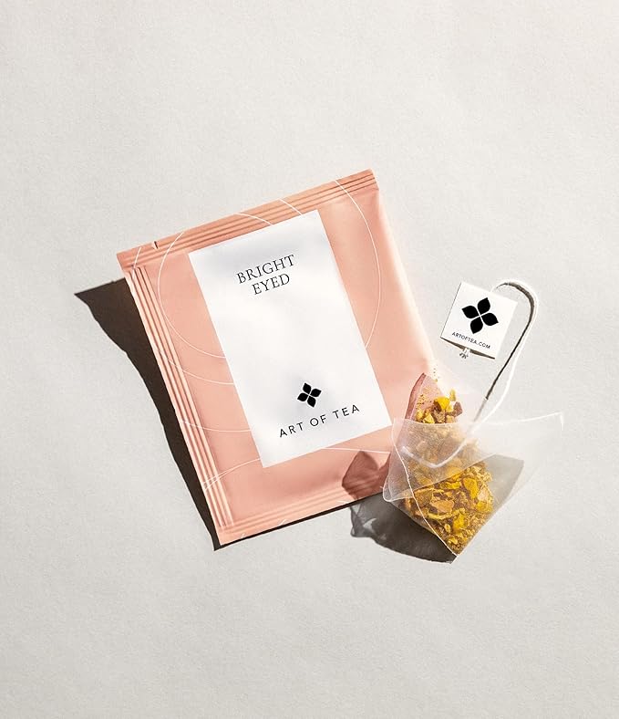 Art of Tea | Bright Eyed Turmeric Ginger Tea - Caffeine Free Turmeric Ginger Tea Bags | 50 Eco
