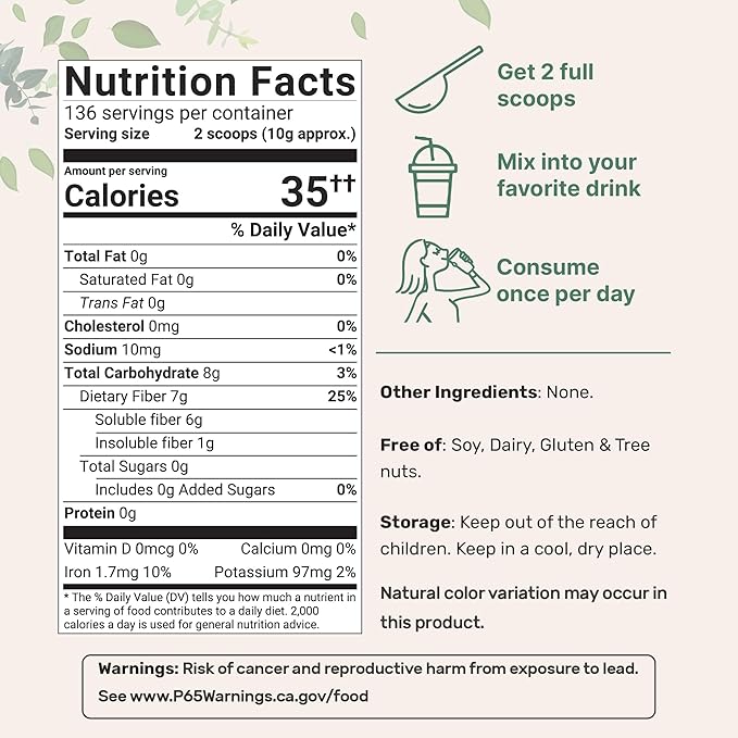 Micro Ingredients Organic Whole Psyllium Husks, 3lbs | Daily Soluble Fiber Supplement | India