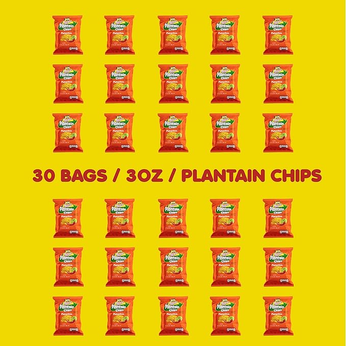 Mayté Plantain Chips – Chili Lemon, 30 Individual Packs (3oz Each) – Non-GMO, Gluten-Free, Kosher