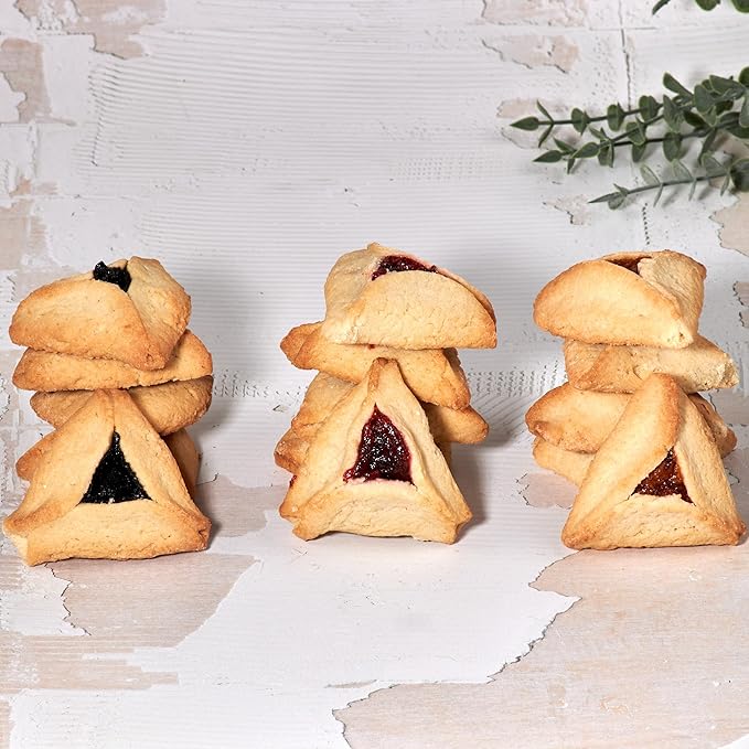 Hamentaschen Cookies Individually Wrapped [12 Count] Filled with Apricot, Prune & Raspberry Jam |