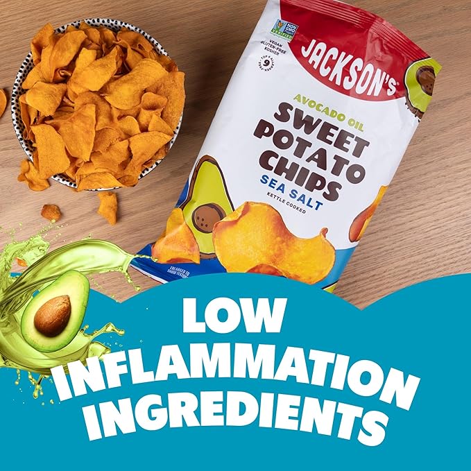 Jackson???Sweet Potato Kettle Chips with Sea Salt made with Premium Avocado Oil (7 Ounce, Pack of
