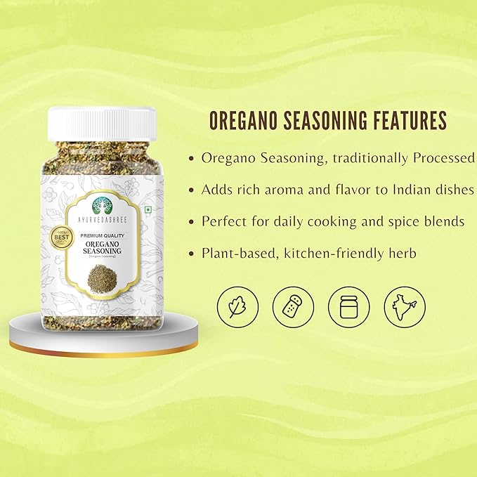 AYURVEDASHREE Oregano Seasoning 100gm PET Jar ~ All Natural | Vegan | NON-GMO | Indian Spice |