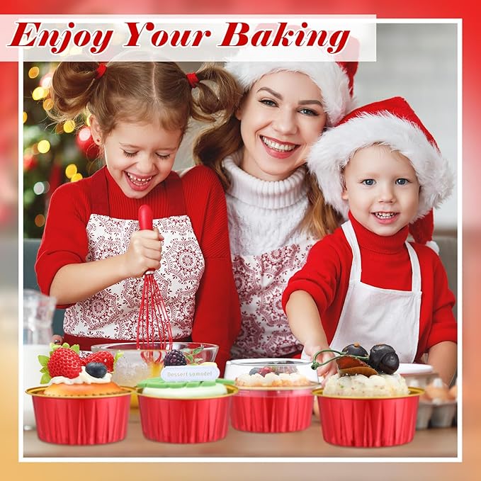 Gejoy 400 Pcs Aluminum Foil Baking Cups with Lids 5 oz Disposable Ramekins Mini Cake Pans Creme