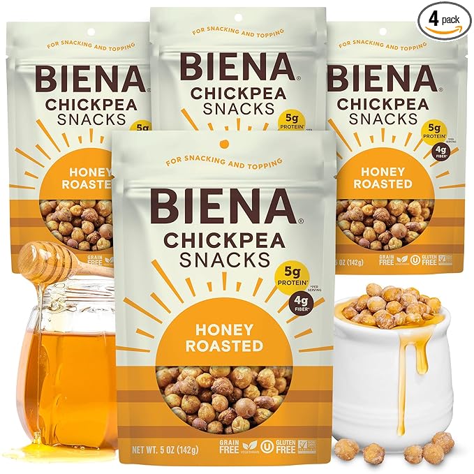 BIENA Chickpea Snacks - Crunchy Roasted Chickpeas - High Fiber Protein Snacks for Adults and Kids