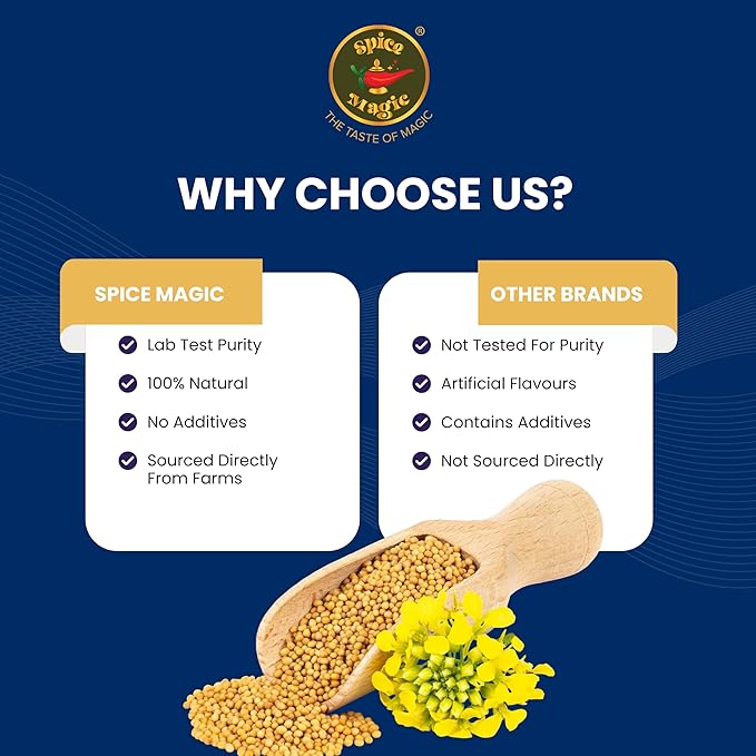 Spice Magic Yellow Mustard Seeds ??Whole | Bold, Earthy Flavor for Pickles, Curries & Spice Blends