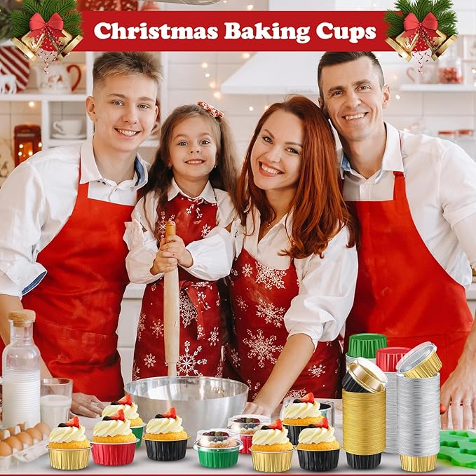 Gejoy 400 Pcs Aluminum Foil Baking Cups with Lids 5 oz Disposable Ramekins Mini Cake Pans Creme