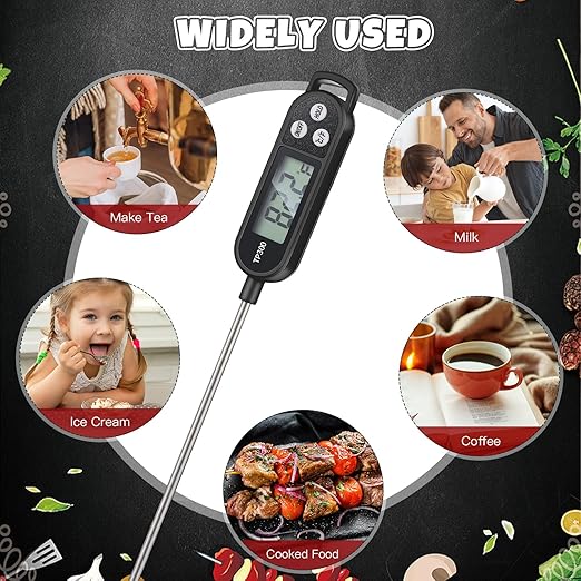 12 Pcs Meat Food Thermometer Food with Probe Water Liquid Instant Read Digital Thermometer Kitchen