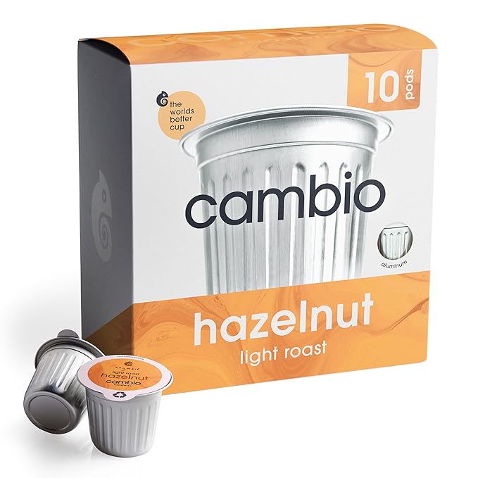 Cambio Roasters Organic Hazelnut Coffee Keurig KCups, Only Aluminum K Cup for Better & Longer