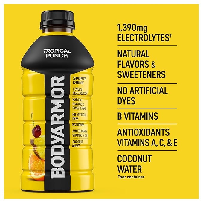 BODYARMOR Sports Drink Sports Beverage, Tropical Punch, Coconut Water Hydration, Natural Flavors