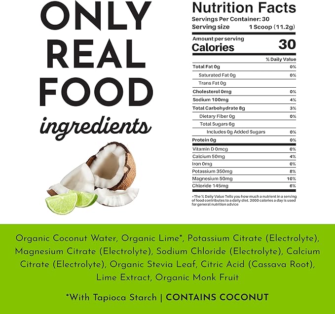 Coconut Lime Electrolytes ??30?‘Serving Hydration Drink Mix with Coconut Water, Sea Salt, and Trace