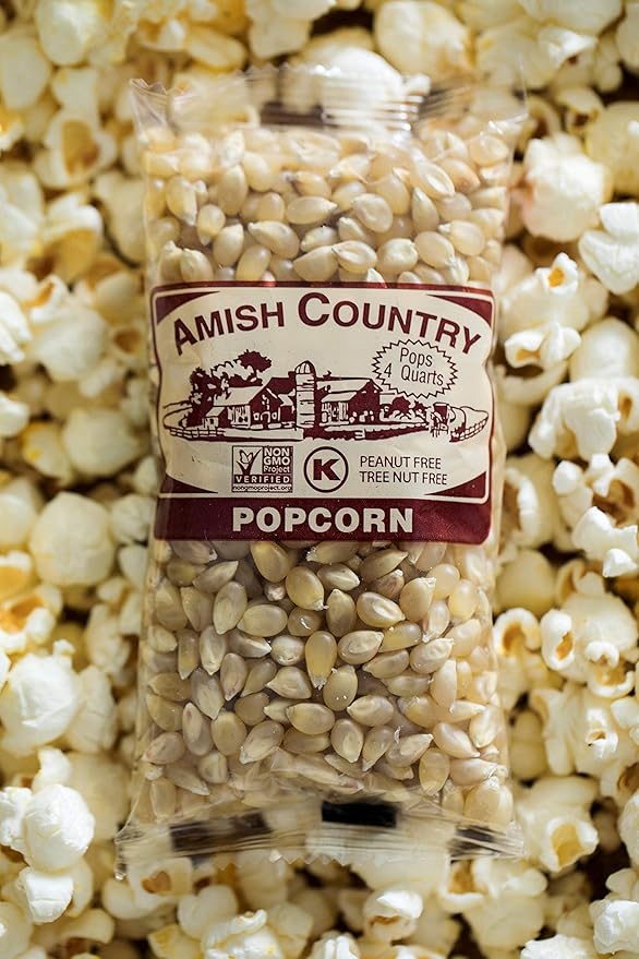 Amish Country Popcorn | 24-4 Oz Bags - Medium White Kernels | Old Fashioned, Non-GMO and Gluten Free