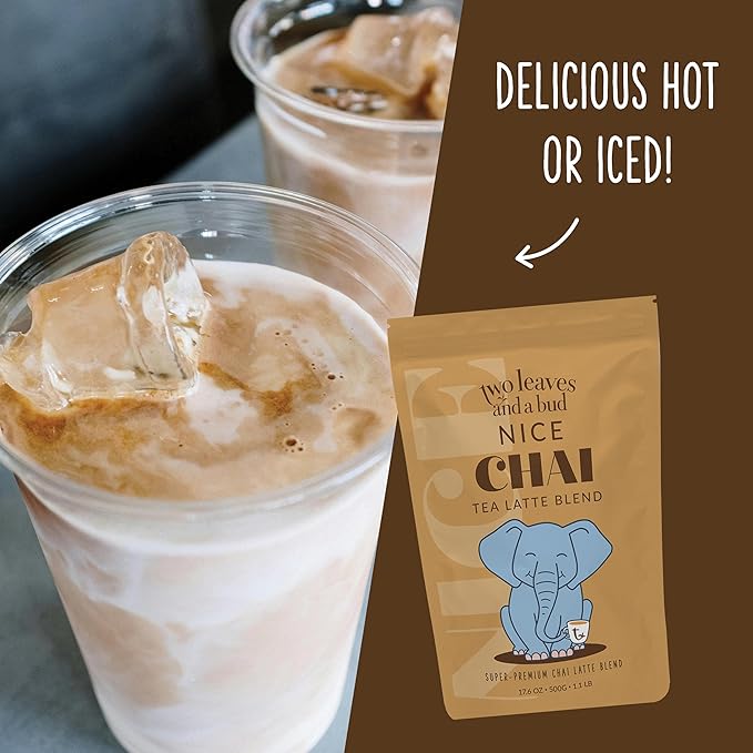 Two Leaves and a Bud Chai Tea Latte Mix, Chai Powdered Tea Mix, Serve Hot or Cold | 1 Resealable
