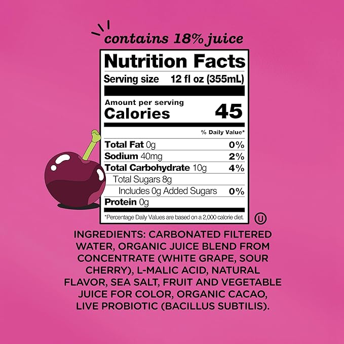 Culture Pop Soda, Black Cherry, Probiotic Low Sugar Soda, Sparkling Juice Alternative, Non-GMO
