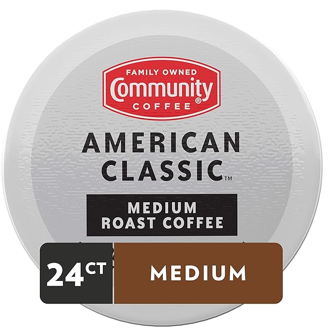Community Coffee American Classic 24 Count Coffee Pods, Medium Roast, Compatible with Keurig 2.0