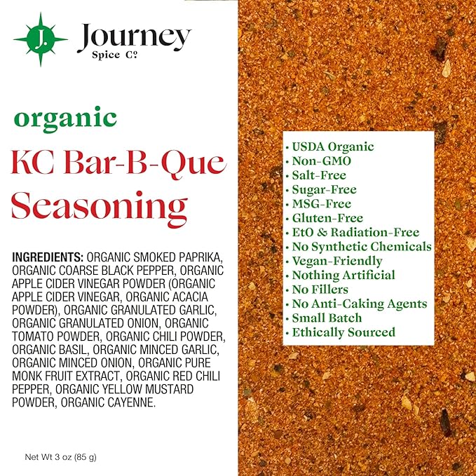 Organic KC Bar-B-Que Seasoning by Journey Spice Co. | Gourmet Kansas City BBQ All-Purpose Rub for
