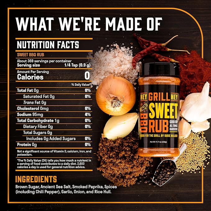 Hey Grill Hey | Sweet Rub | BBQ Rub | Sweet Seasoning for Grilling Pork, Chicken, Fish, Beef