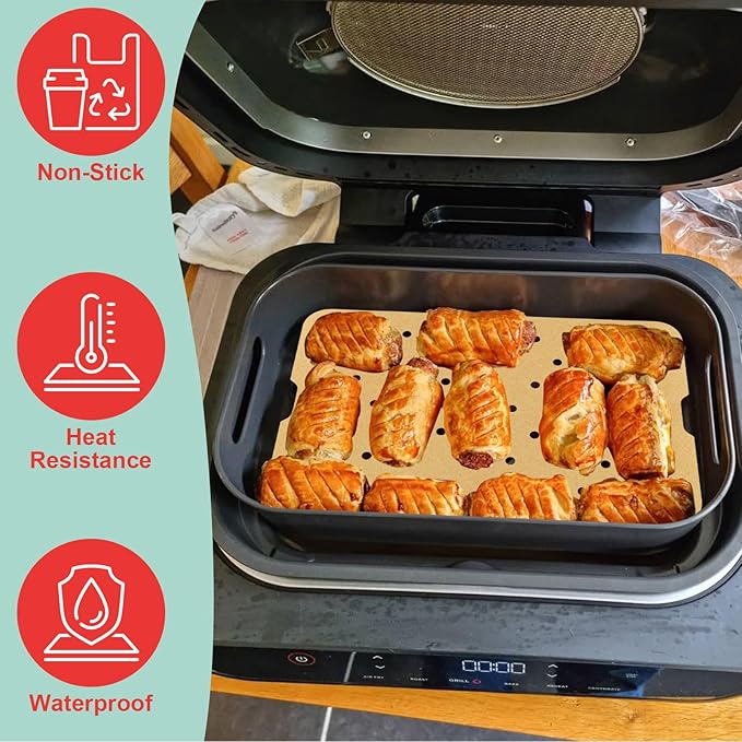 Air Fryer Basket & Paper Liner for Ninja FG551 Foodi Smart XL 6-in-1 Indoor Grill,Non-Stick Air