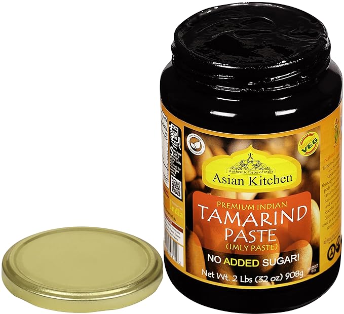 Asian Kitchen Tamarind Paste Puree (Imli) 32oz (908g) 2lbs Glass Jar, Gluten Free, No added sugar ~