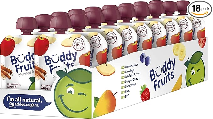 Buddy Fruits Snacks To Go Cinnamon Unsweetened Applesauce 3.2oz Pouch (18pk)