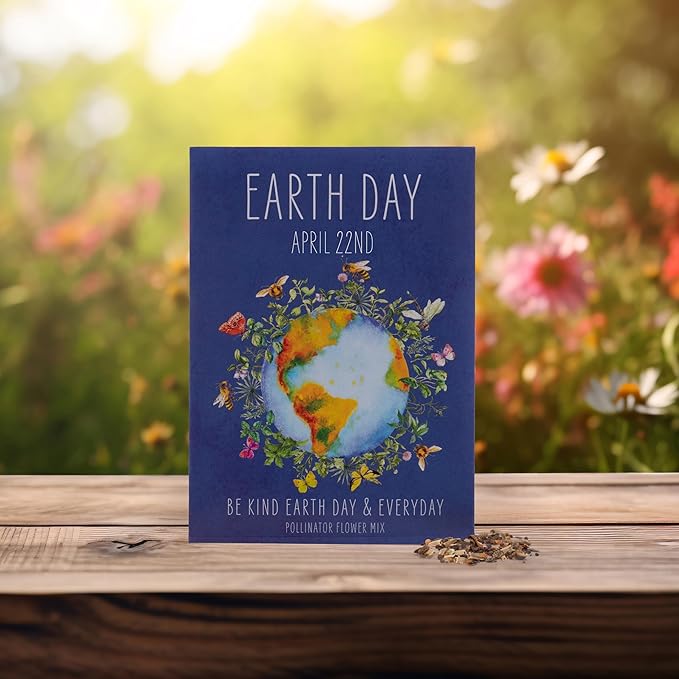 Bentley Seed Co. | Earth Day Planet Pollinator Flowers | Illustrated Bee Butterfly Flower Seed