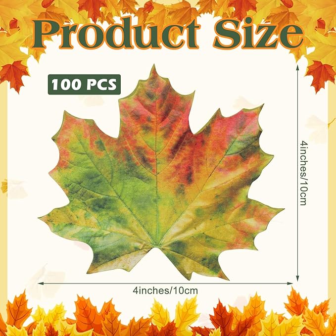 100 Pieces Parchment Fall Leaves Thanksgiving Cheese Paper Parchment Autumn Leaves Double Sided