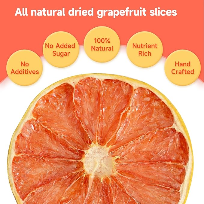 Dried Grapefruit Slices, 8.82oz/250g,Dehydrated fruit for Cocktails garnish, 100% Natural Fruit No