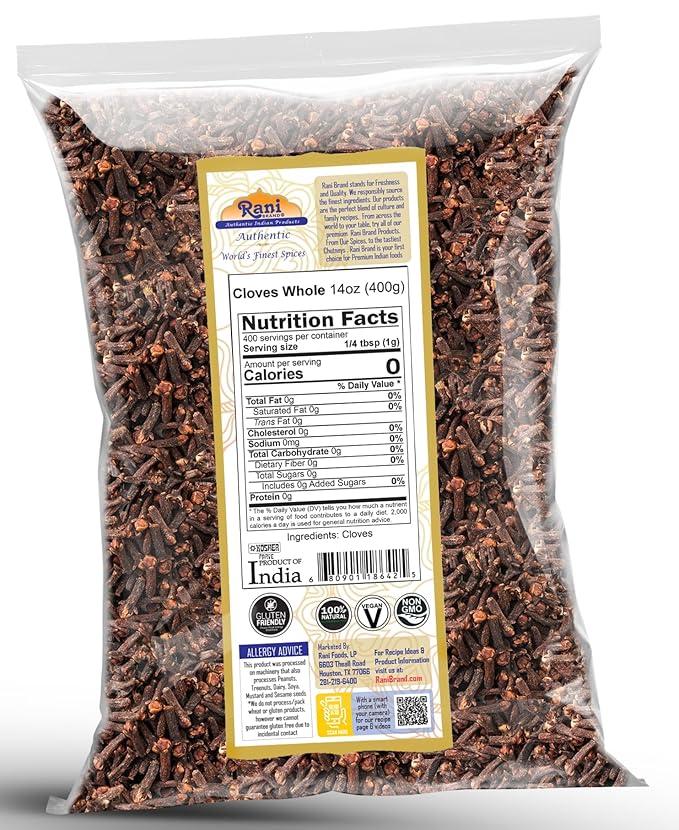Rani Cloves Whole (Laung) 14oz (400g) Great for Food, Tea, Pomander Balls and Potpourri, Hand