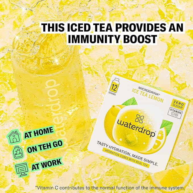 Waterdrop Hydration Cubes With Vitamin C, B Vitamins and Electrolytes, 3 Iced Tea Flavor