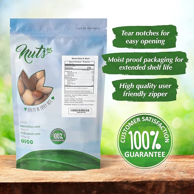NUTS U.S. ??Mixed Nuts In Shell (Almonds, Walnuts, Hazelnuts, Pecans, Brazil Nuts) | No Added