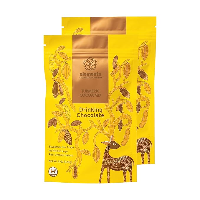 Elements Truffles Turmeric Dark Hot Chocolate - Heavy Metal Tested - All-Natural, Handmade Dark