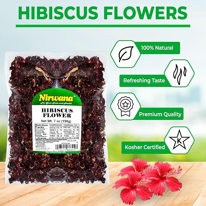 Premium Dried Hibiscus Flowers ??Whole Flower Petals for Herbal Infusions, Loose Leaf Blends, and