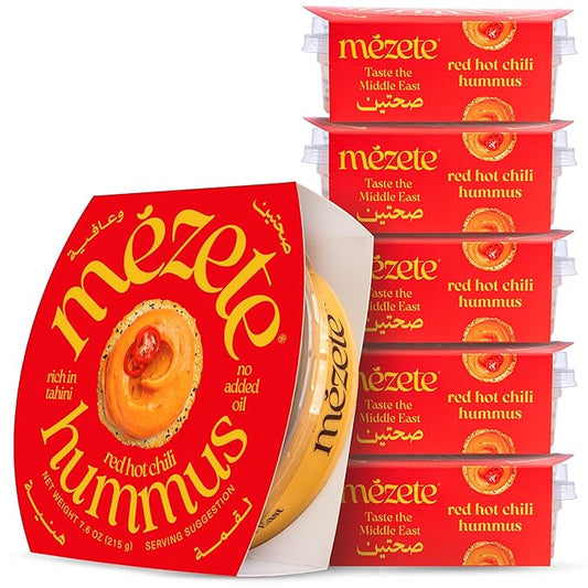 Mezete Red Hot Chili Hummus | Traditional Hummus Recipe | All-Natural Dips and Spreads | Ready to