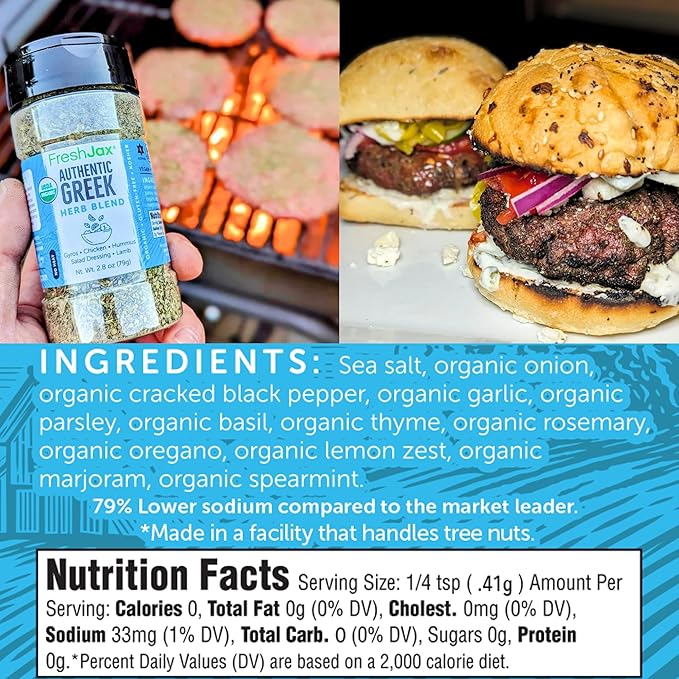 FreshJax® Organic Greek Seasoning – 2.8 oz | Mediterranean Herb & Spice Blend for Cooking, Lamb