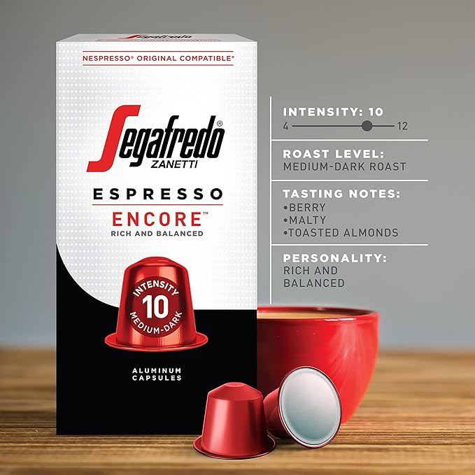 Segafredo Zanetti Espresso Capsules – Aluminum Pods for Nespresso Original Machines – Medium-Dark