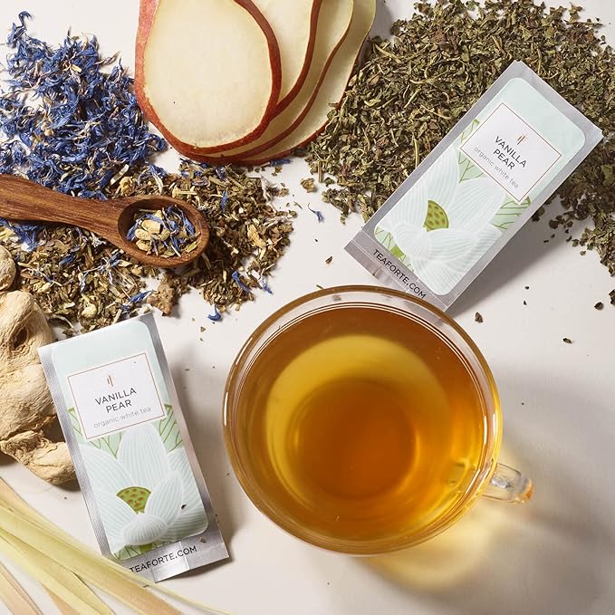 Tea Forte Lotus Single Steeps Loose Leaf Premium Tea Gift Set Sampler, 15 Count 3 of Each Assorted