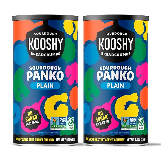 Kooshy Plain Panko Breadcrumbs | Vegan, Dairy Free, & Non GMO Sourdough Bread Crumbs for Meatballs