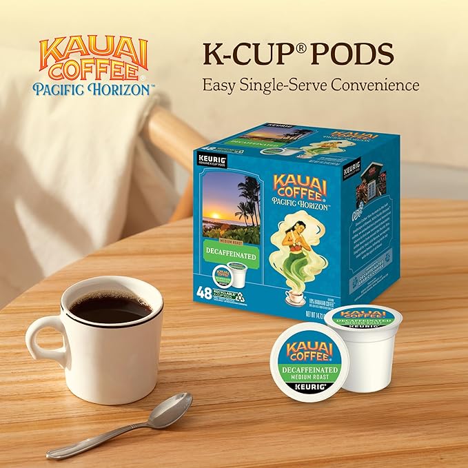Kauai Coffee K-Cup Pods for Keurig Brewers – Arabica Coffee, 10% Hawaiian – Medium Roast, Bright