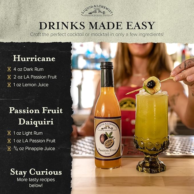 Liquid Alchemist Passion Fruit Syrup for Cocktails - Real Ingredients Make our Mix for Cocktails