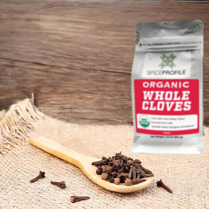 Spice Profile USDA Organic Whole Cloves, Lab Tested, Resealable 3.5 oz Pouch, Laung, Clavos de Olor