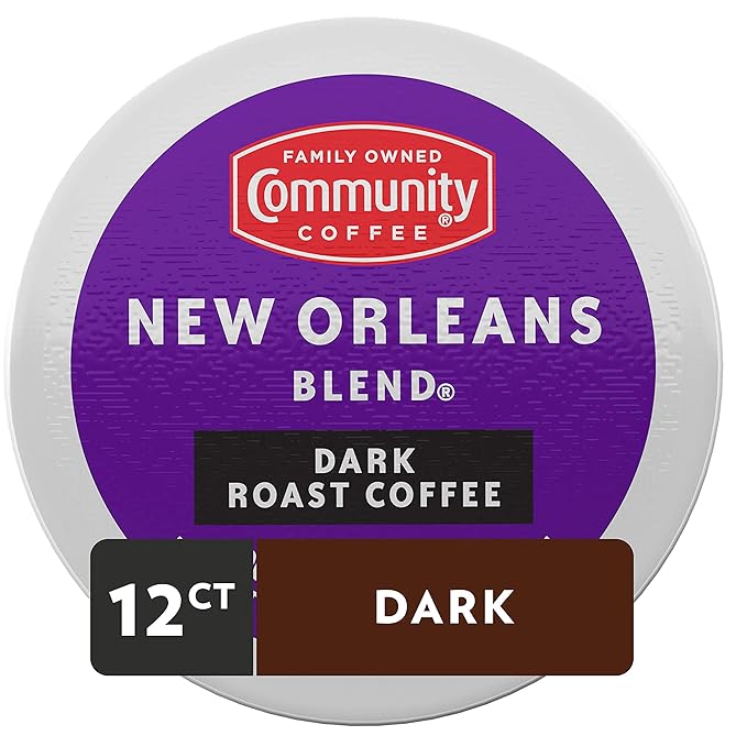 Community Coffee New Orleans Blend 12 Count Coffee Pods, Special Dark Roast, Compatible with Keurig