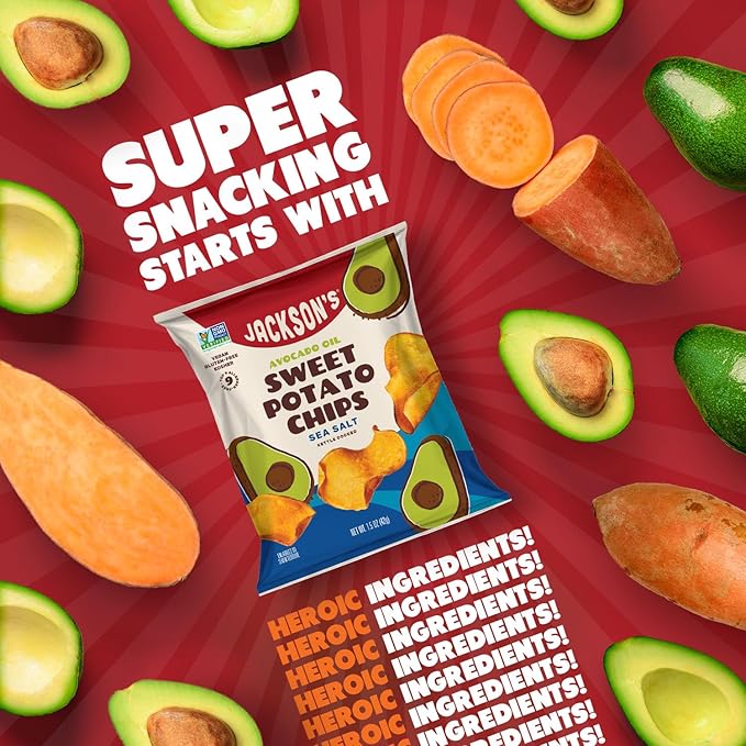 Jackson???Sweet Potato Kettle Chips Avocado Oil Variety Pack made with Premium Oils (1.5 oz, Pack