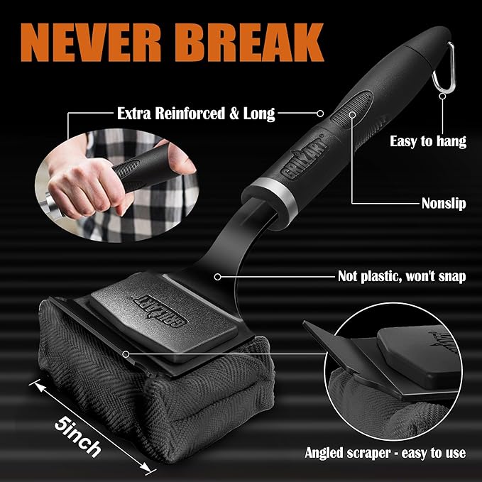 GRILLART Bristle Free Grill Brush Kit, Reinforced Outdoor Grill Brushes, Safe Cleaning Tools with